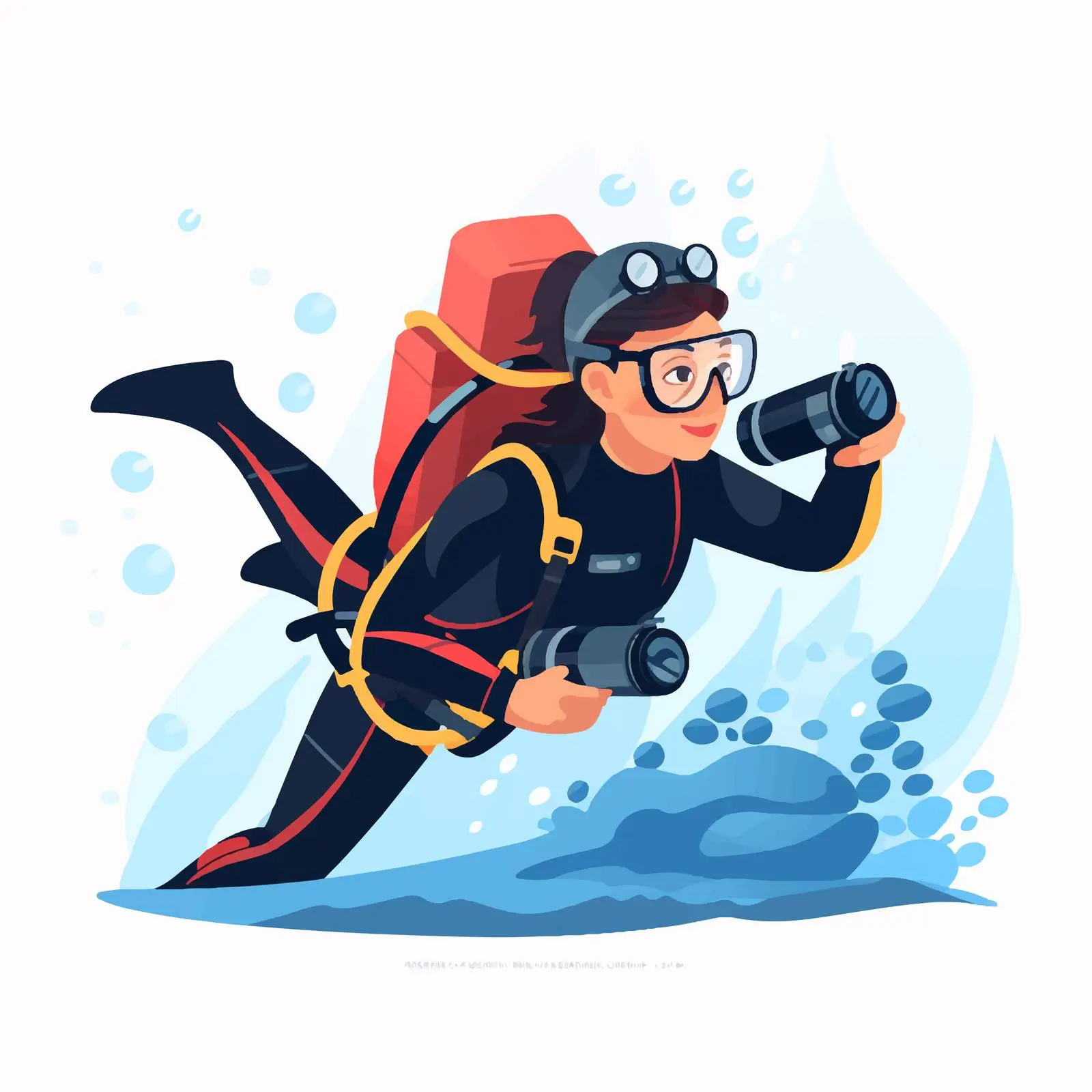Female Scuba Diver Flat Vector Illustration — free download from Dotvec