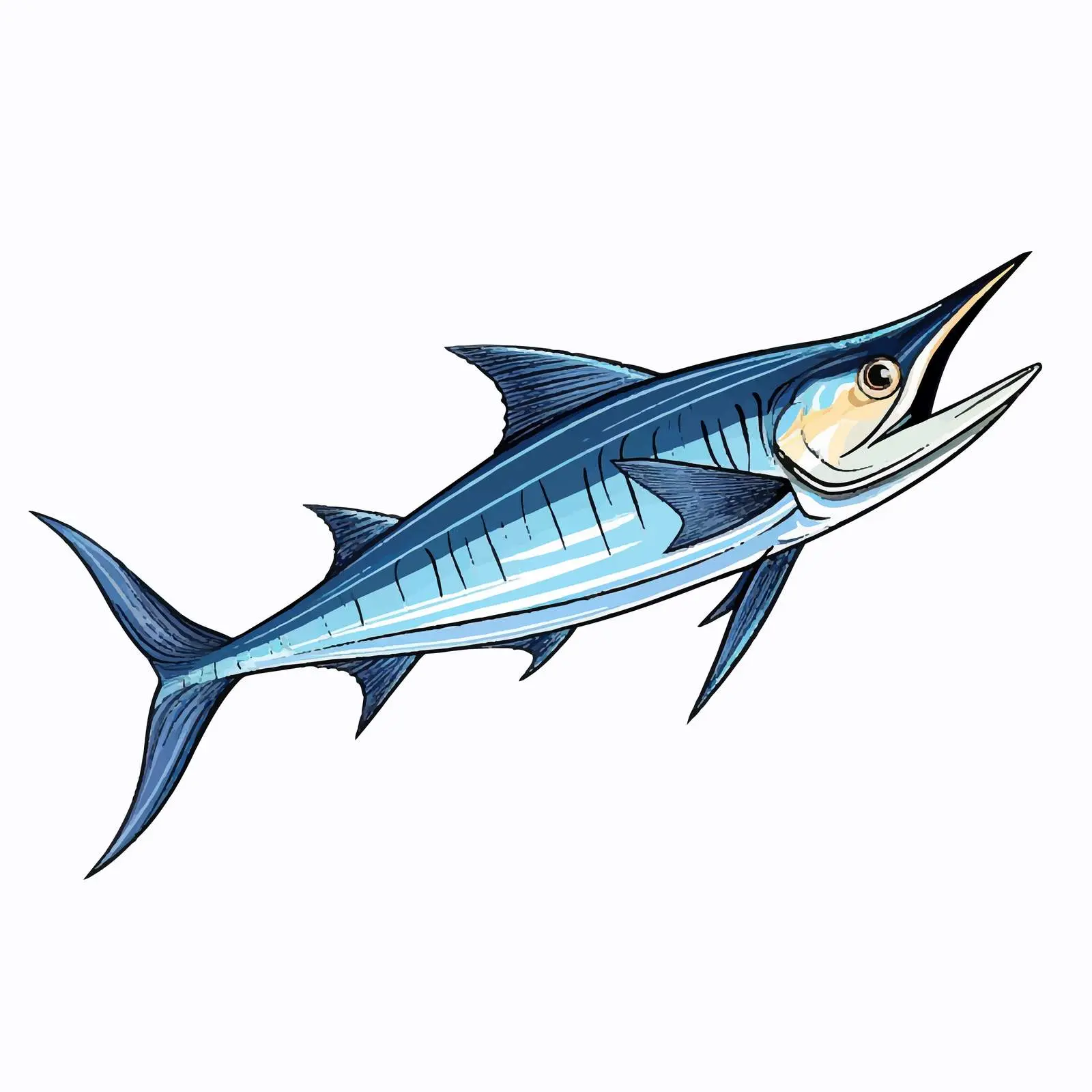 Swordfish Line Vector Illustration on White Background — free download from Dotvec