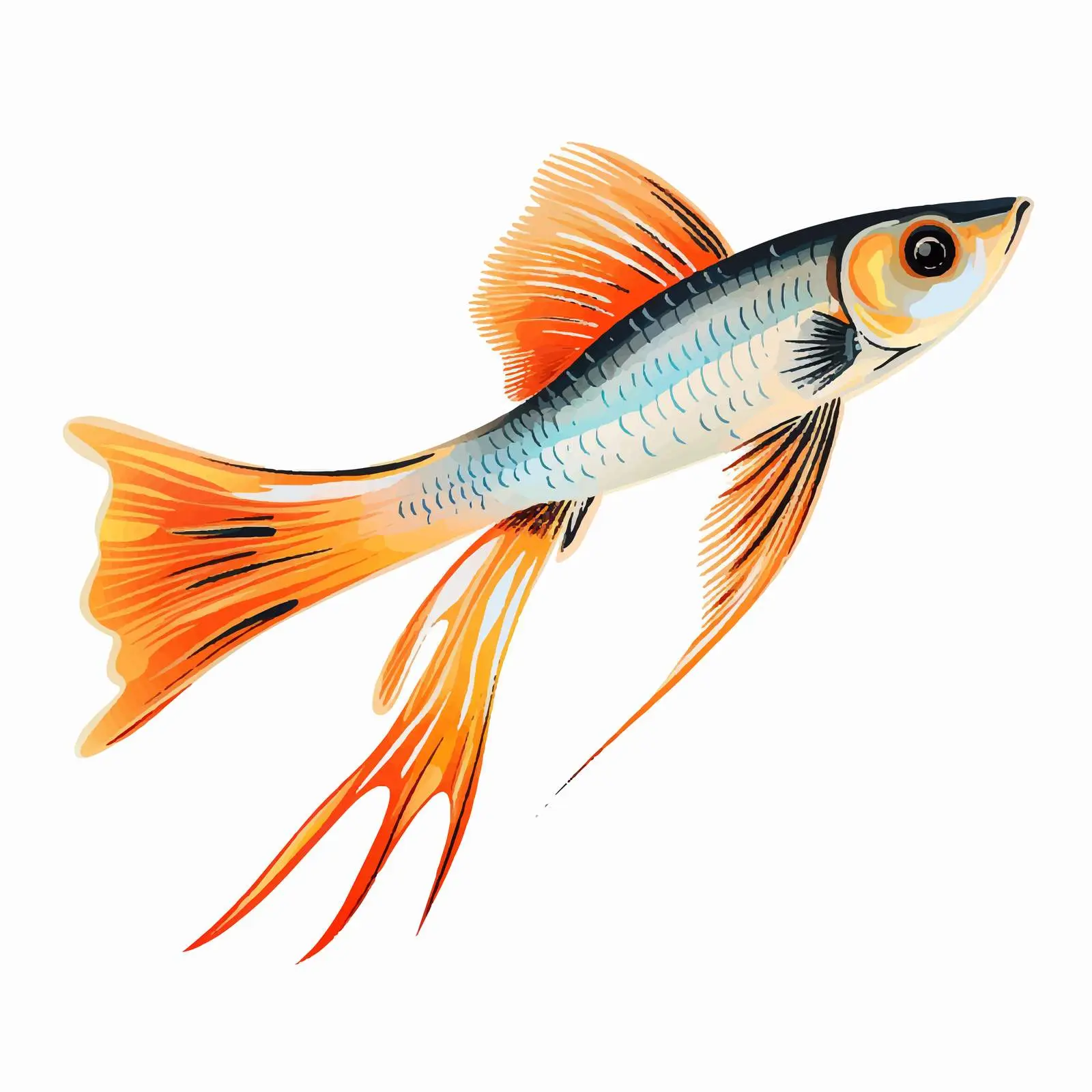 Swordtail Guppy Fish Vector Illustration — free download from Dotvec