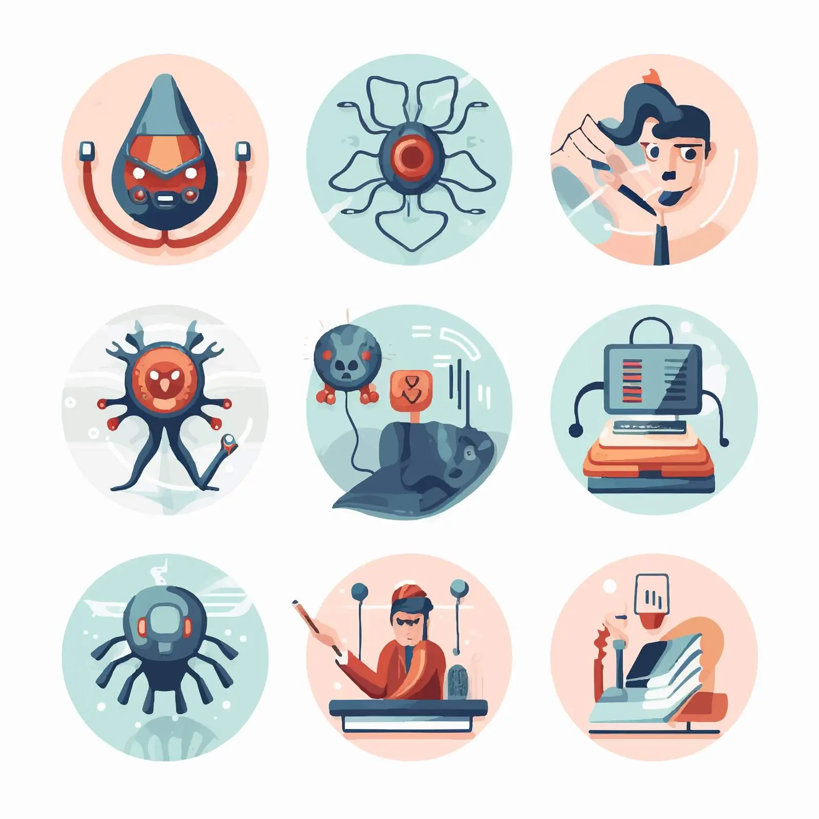 Cartoon Vector Icons of System Threats – free it security image from Dotvec