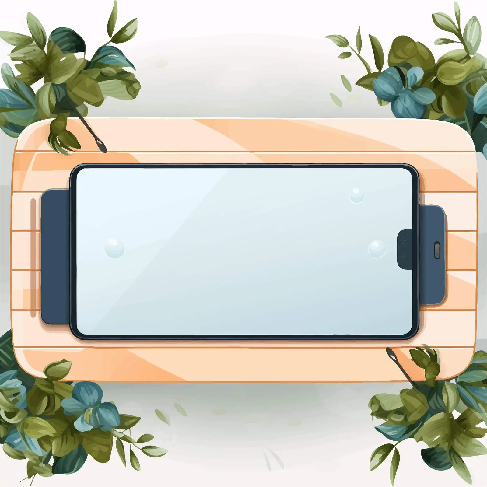 Aerial View of Table with Mobile Mockups — free download from Dotvec