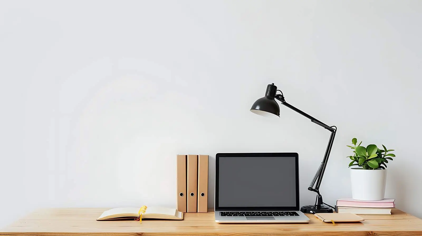 Cozy Workspace with Laptop and Notebooks – free books image from Dotvec