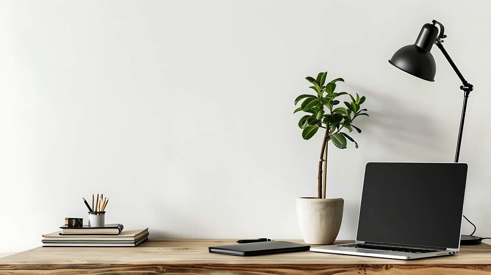 Cozy Workspace with Laptop and Notebooks – free school image from Dotvec