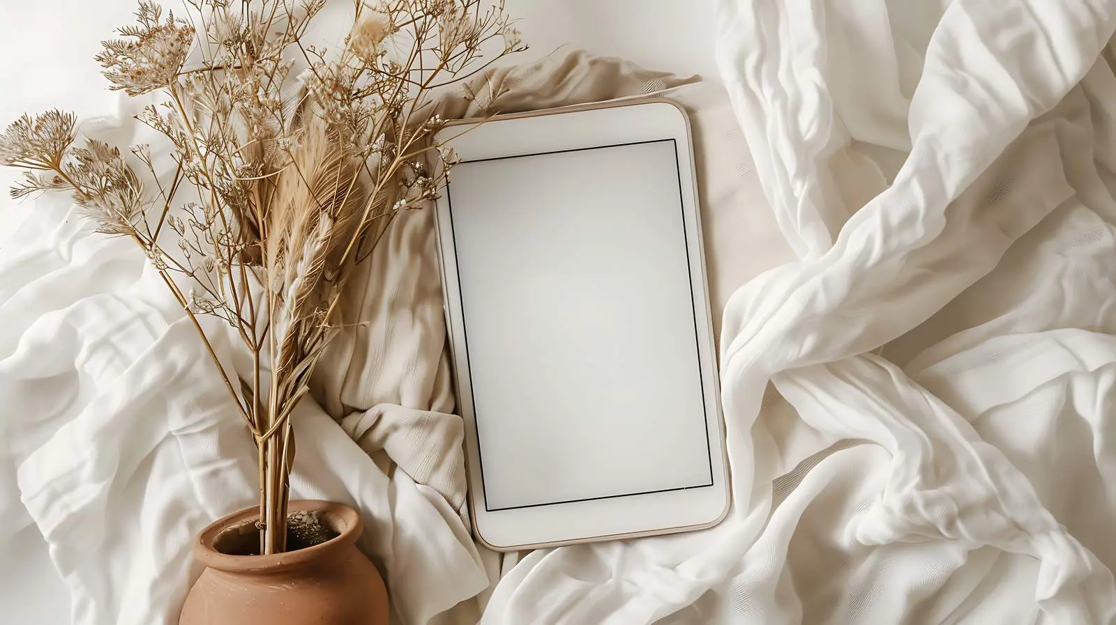 Tablet Pad with Dried Grass in Clay Pot – free tablet pad image from Dotvec