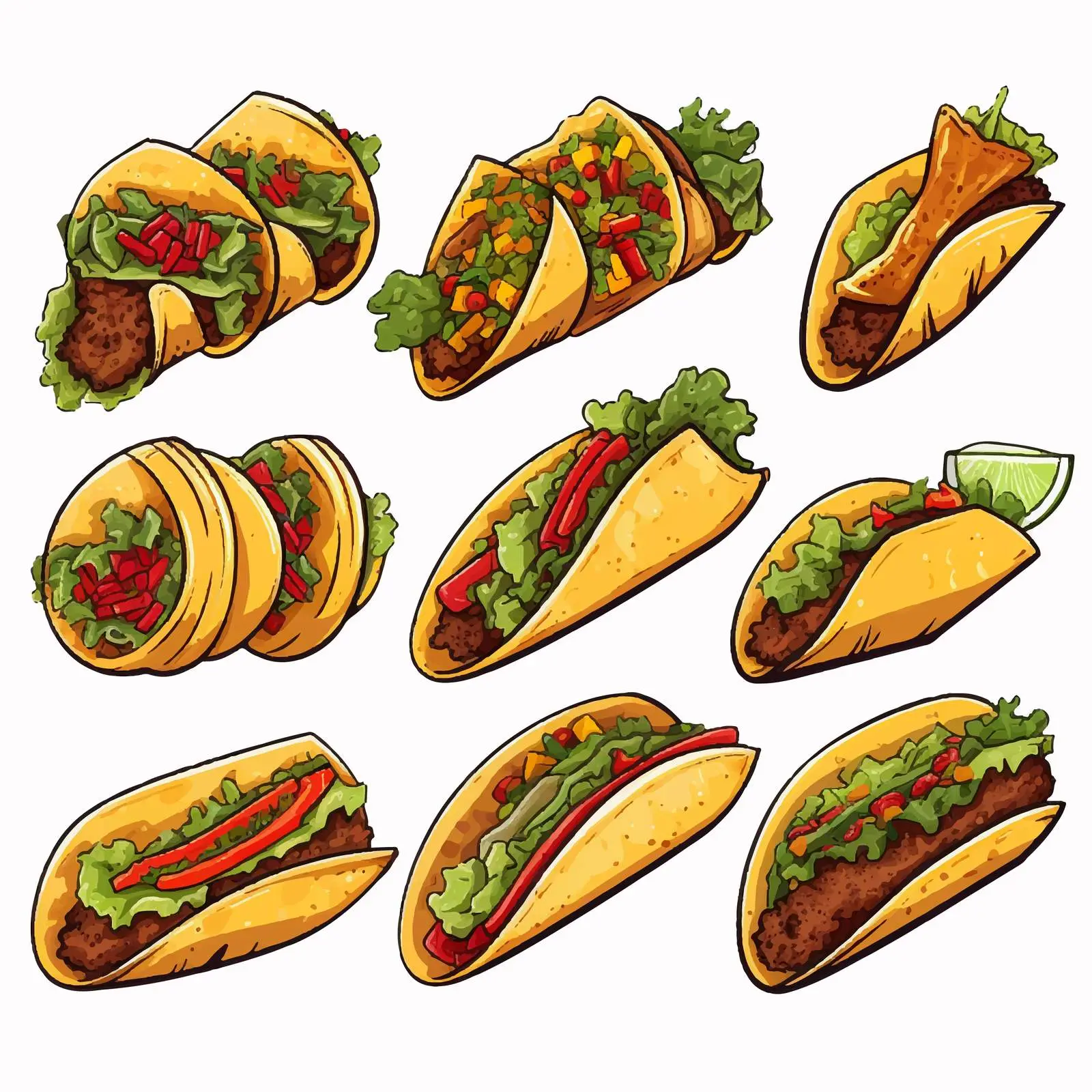 Isolated Taco Line Vector Illustration on White Background — free download from Dotvec