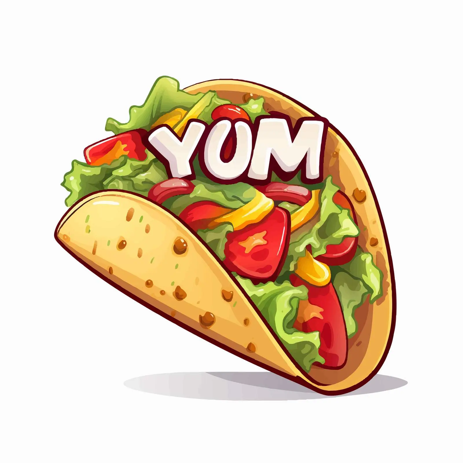 Taco with Yum Expression Vector Illustration — free download from Dotvec