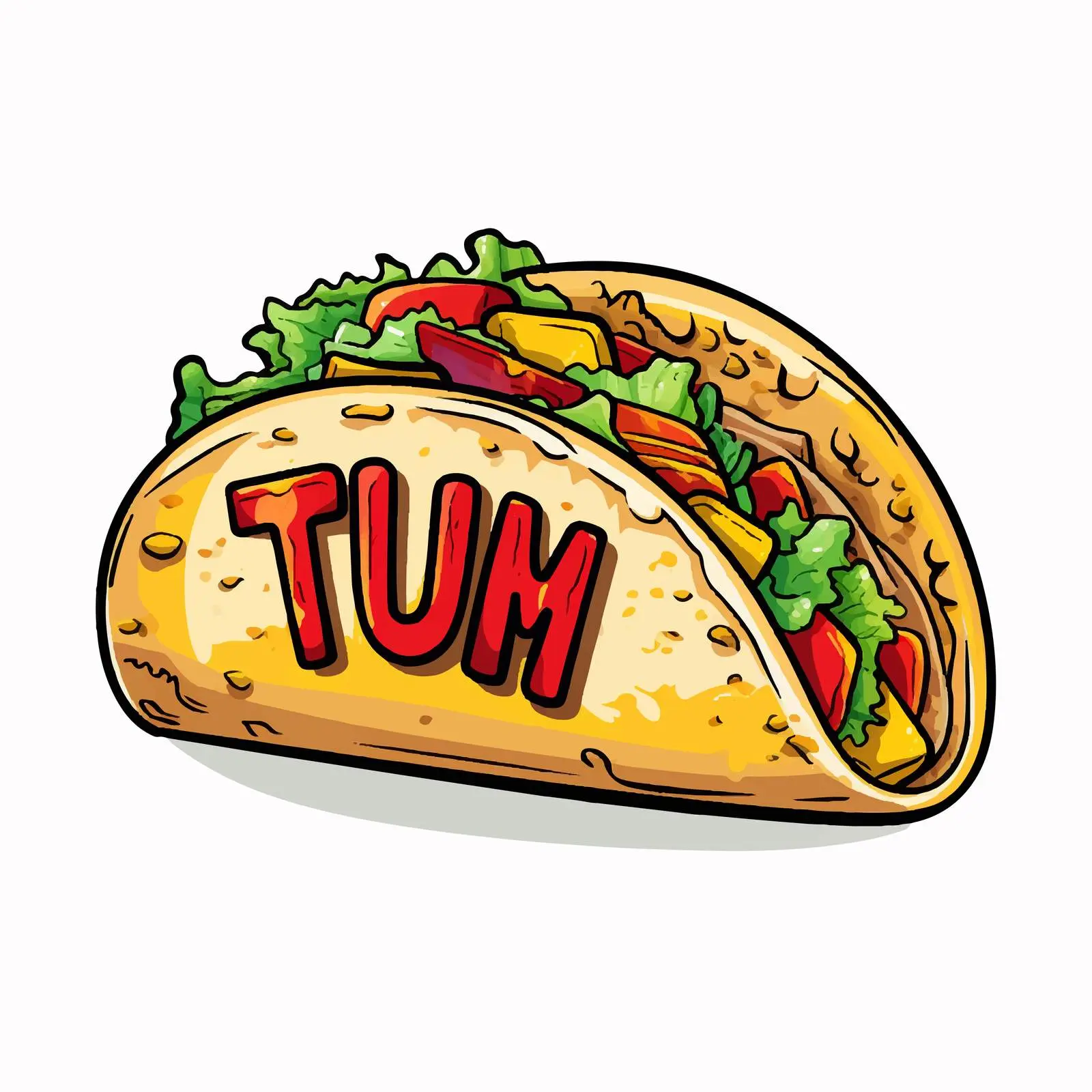 Taco with Yum Expression Vector Illustration — free download from Dotvec