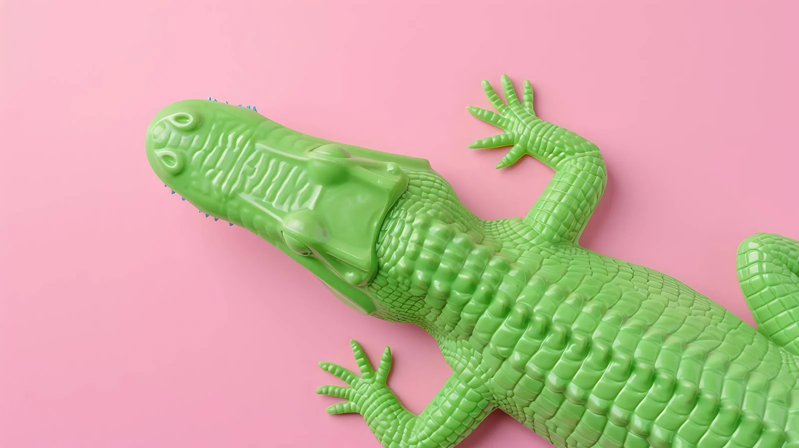 Green Crocodile Toy on Pink Background — free download from Dotvec