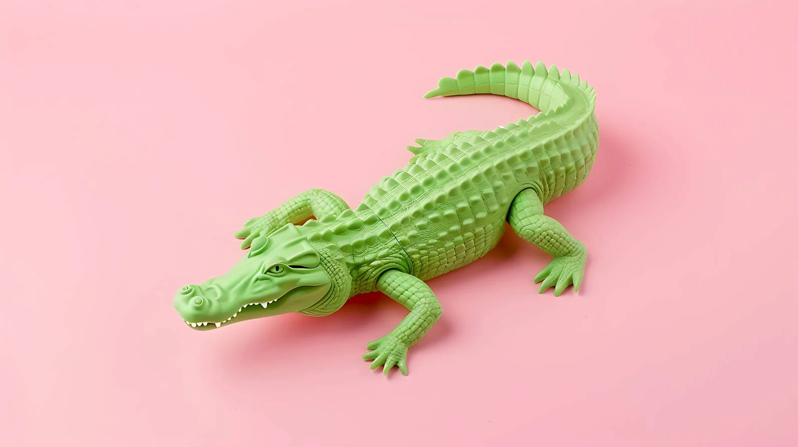 Green Crocodile Toy on Pink Background — free download from Dotvec