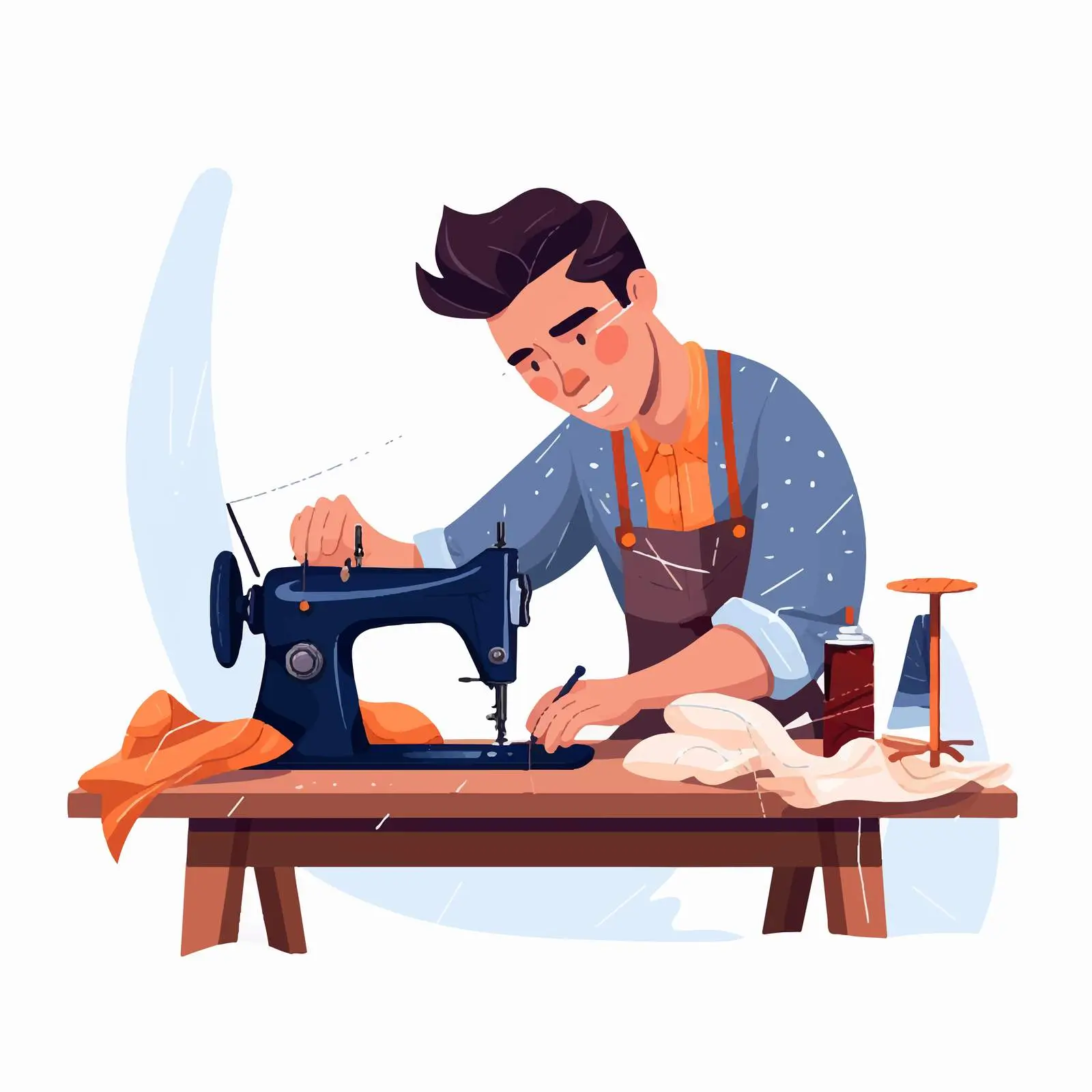 Man Sewing with Hands and Needle Repairing Fabric — free download from Dotvec