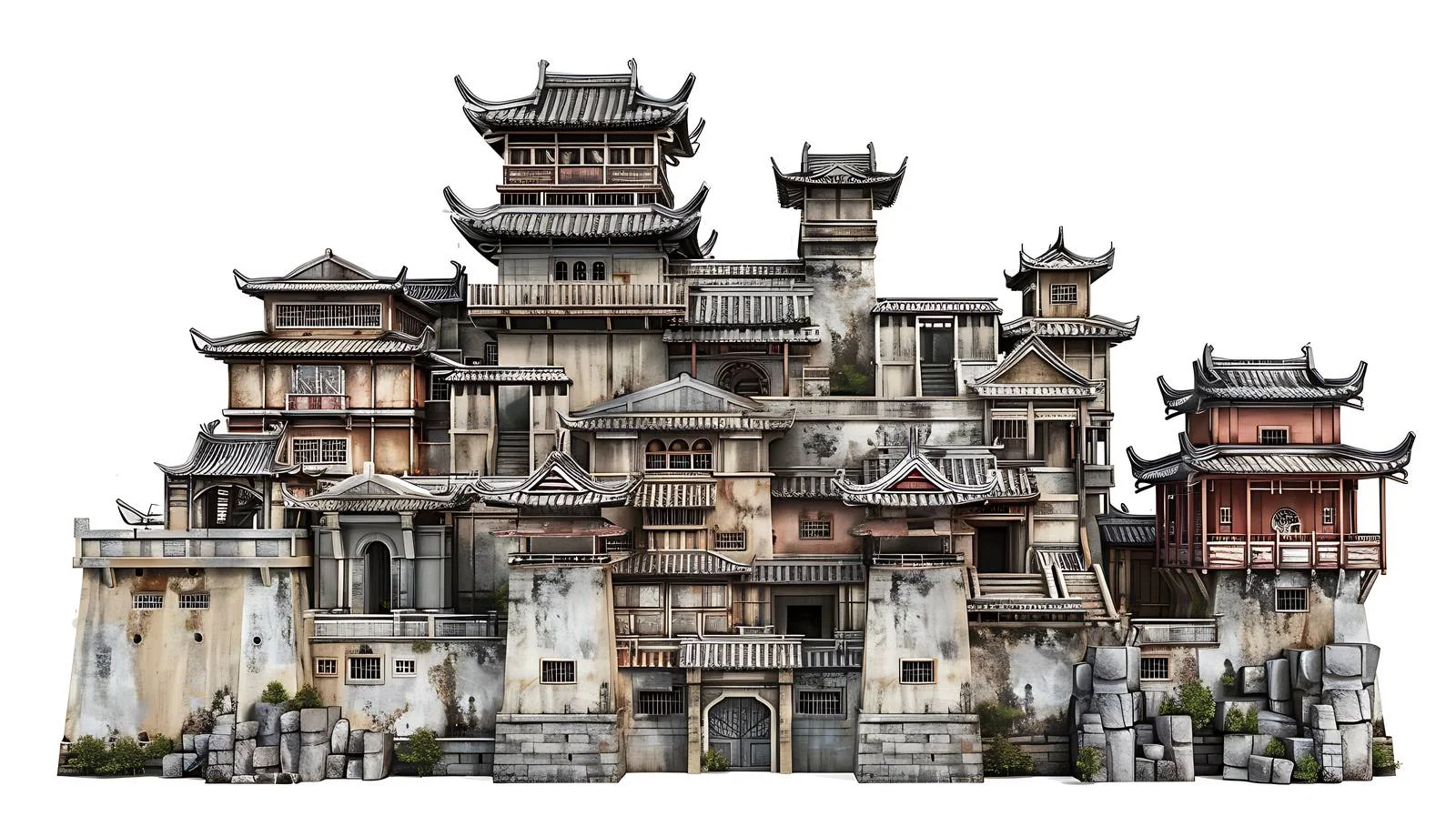 Historic Taining Ancient City on White Background — free download from Dotvec