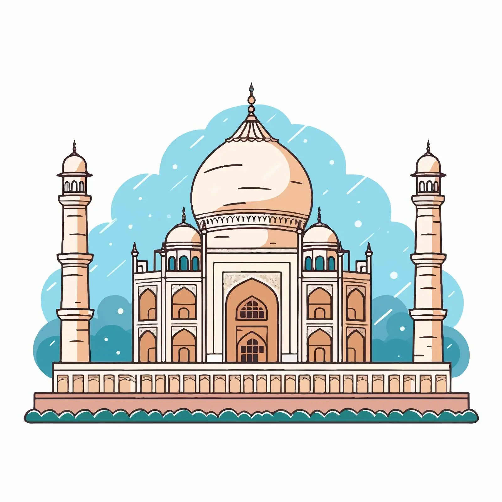 Taj Mahal Mosque Cartoon Vector Illustration – free indian culture image from Dotvec