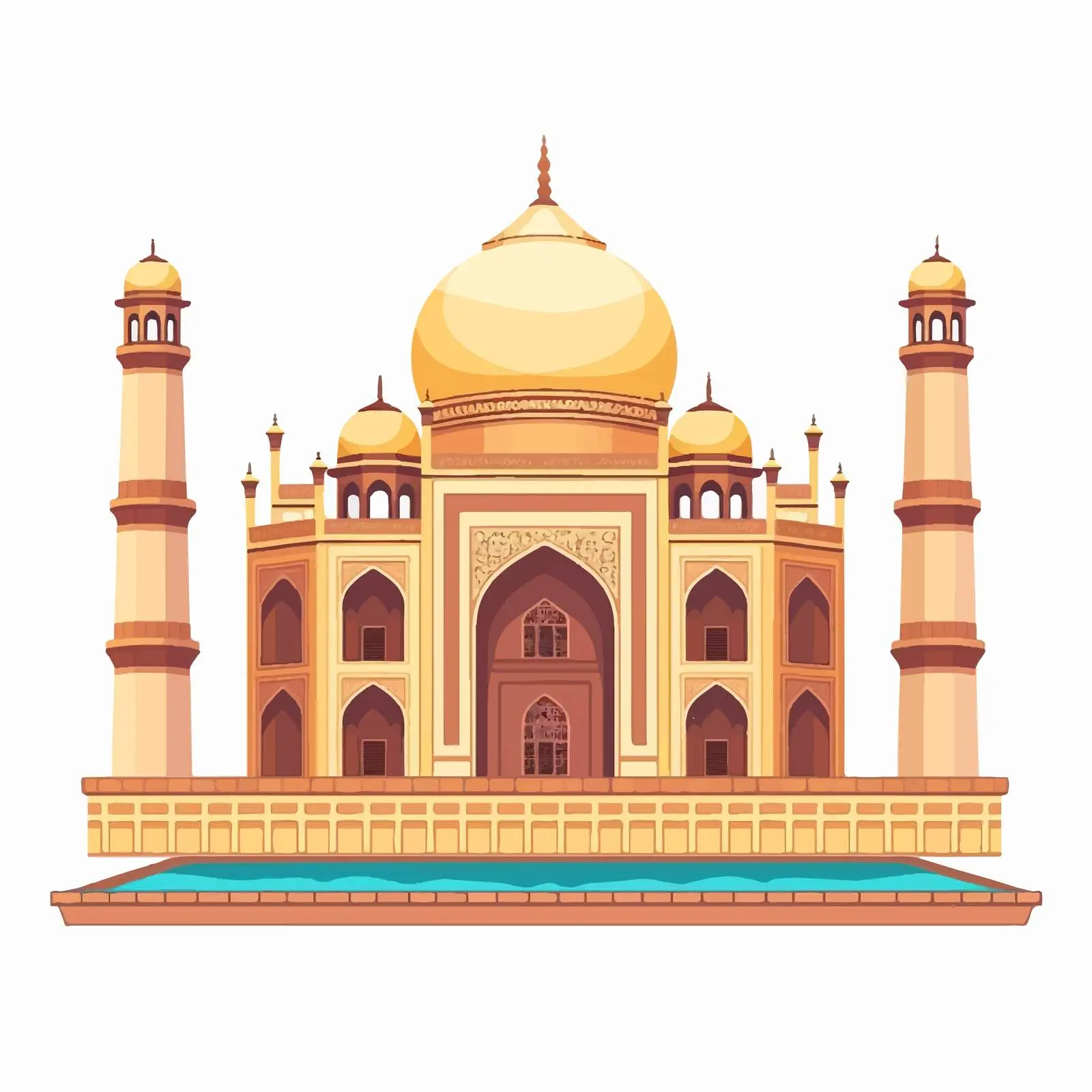 Cartoon Vector Illustration of Taj Mahal Mosque — free download from Dotvec