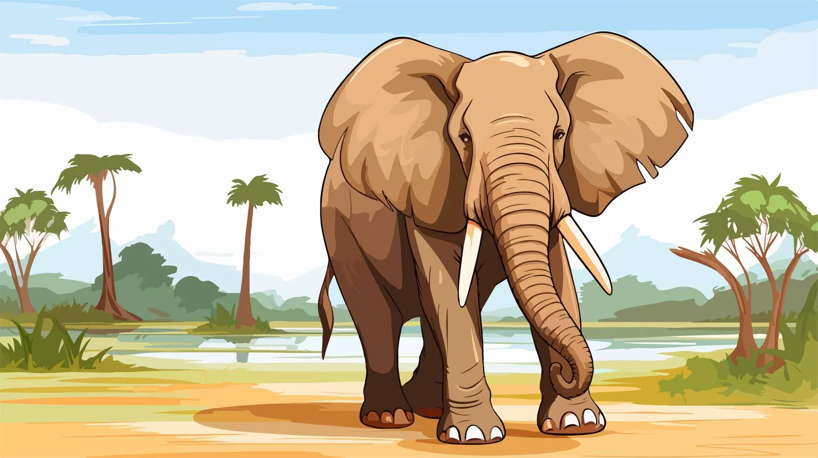 Elegant Cartoon African Elephant Vector Illustration — free download from Dotvec