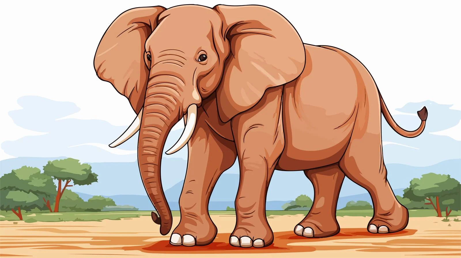 African Elephant Cartoon Vector Illustration — free download from Dotvec