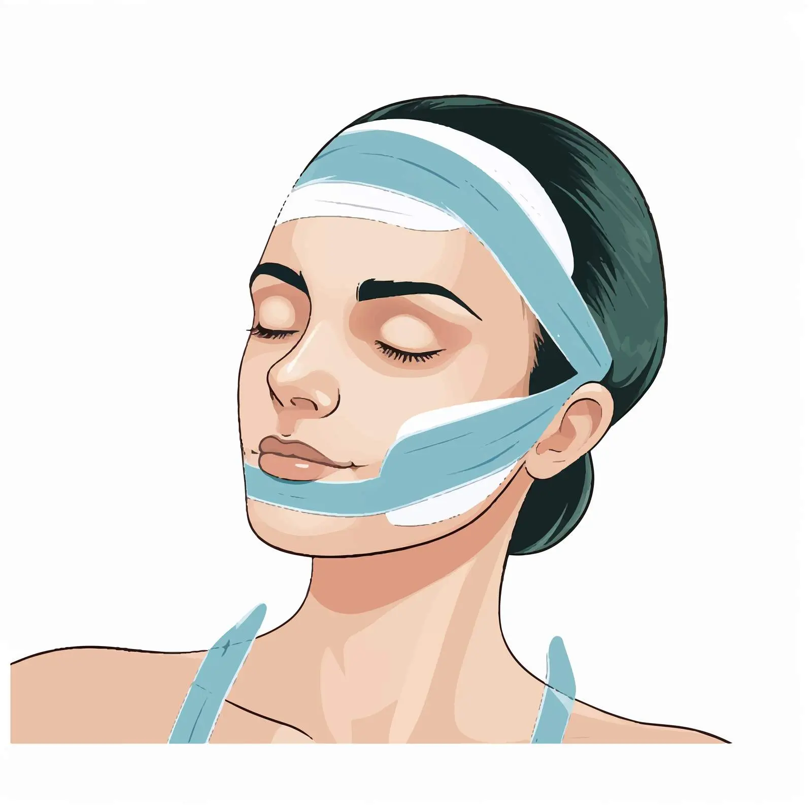 Kinesiology Facial Taping Technique Vector Graphic — free download from Dotvec