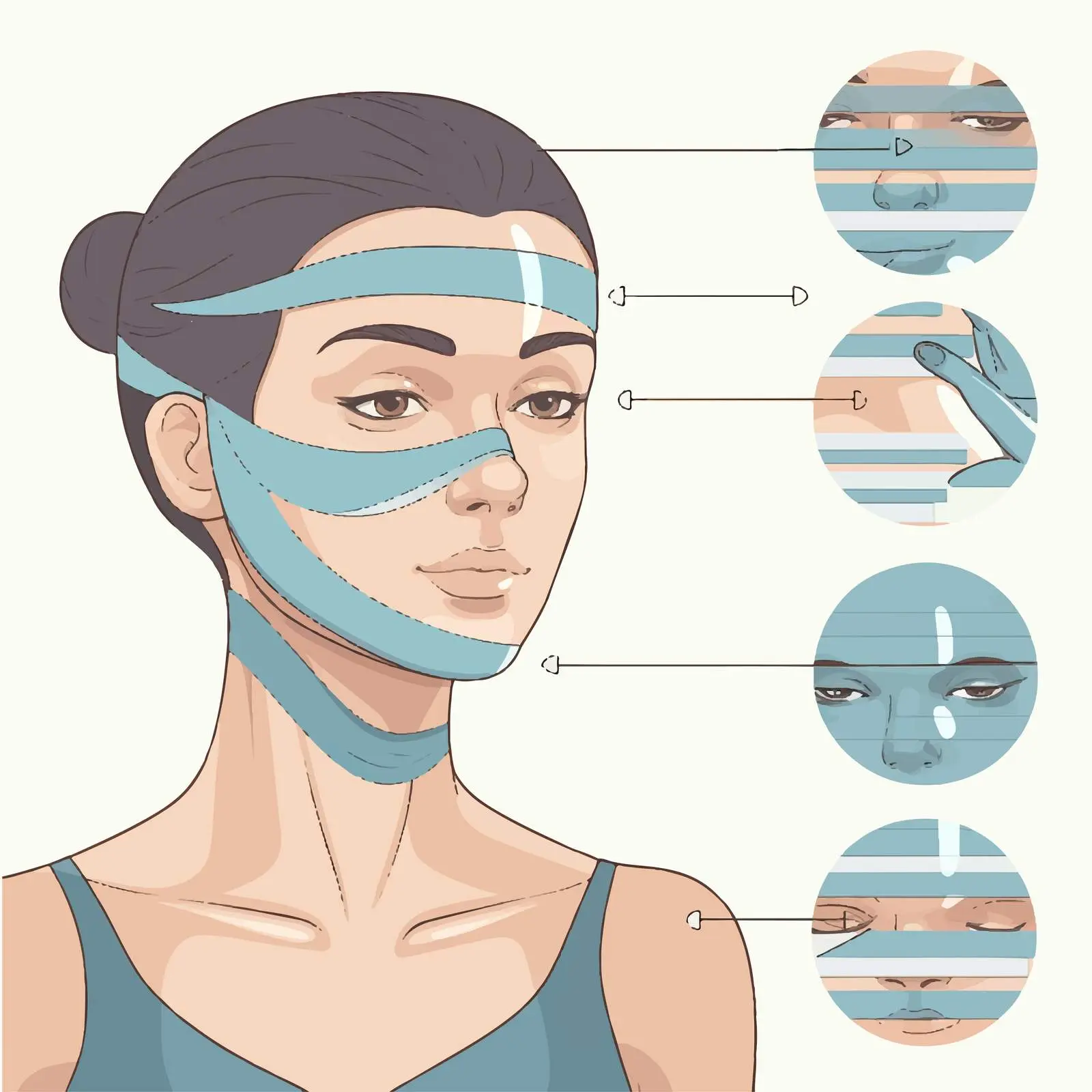 Kinesiology Facial Taping Technique Vector Illustration — free download from Dotvec