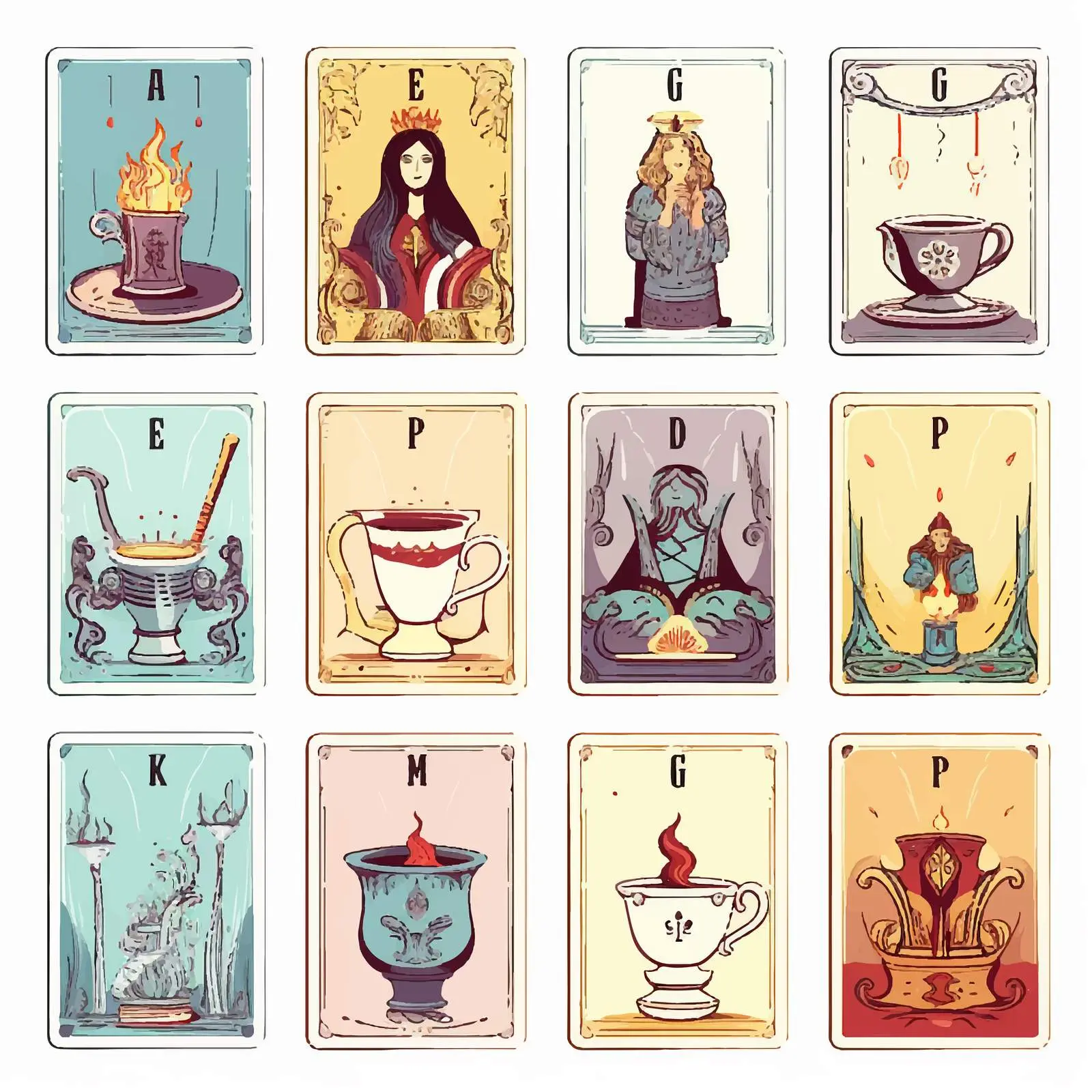 Minor Arcana Suit of Cups Tarot Deck Design — free download from Dotvec