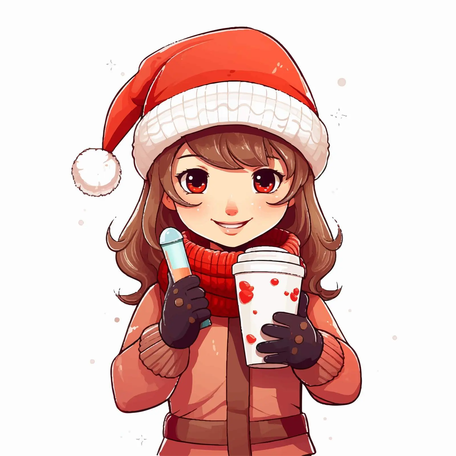 Girl in Hat Enjoying Christmas Drink — free download from Dotvec