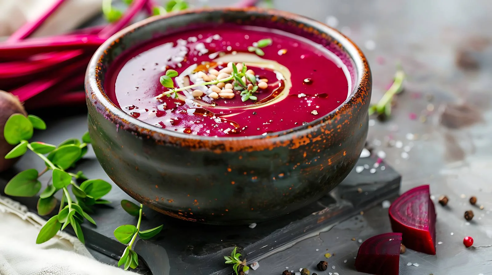 Delicious beetroot soup close-up on white — free download from Dotvec