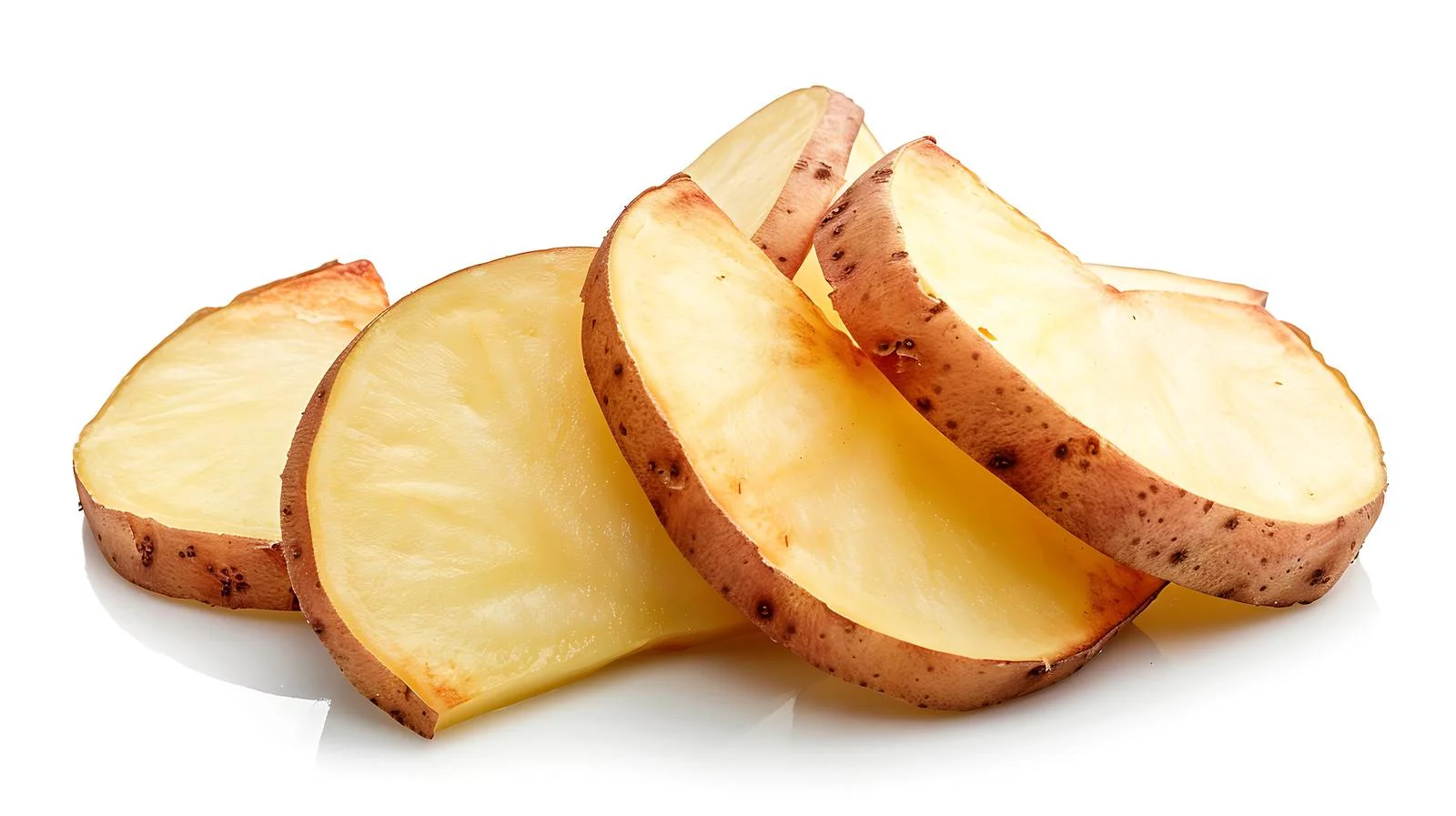 Delicious homemade potato slices on white background — free download from Dotvec