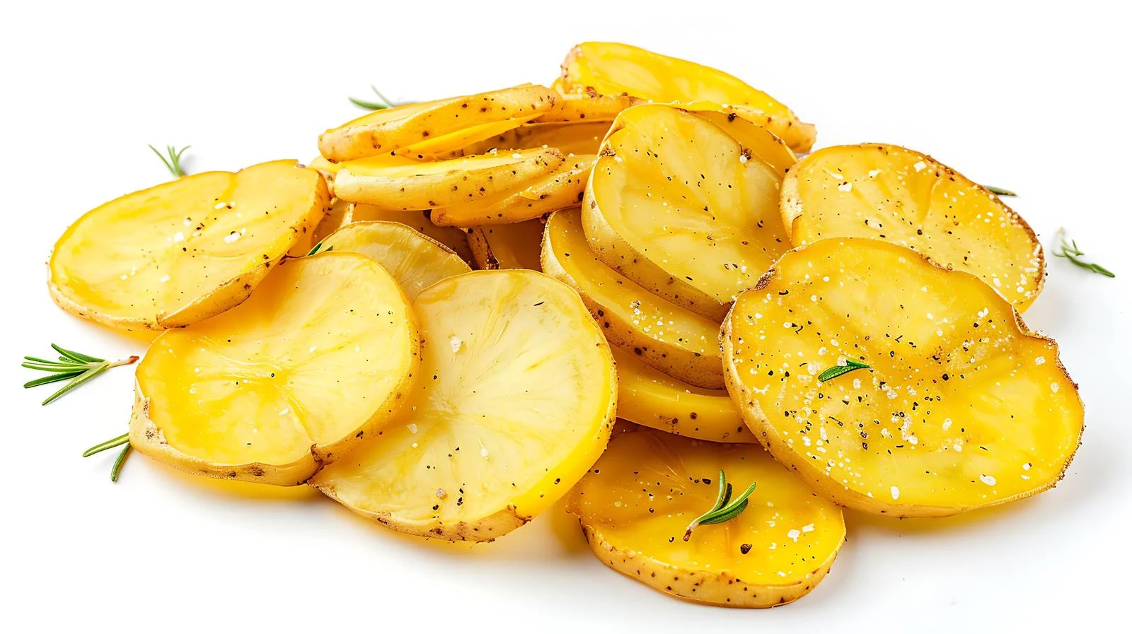 Delicious Homemade Potato Slices on White Background — free download from Dotvec