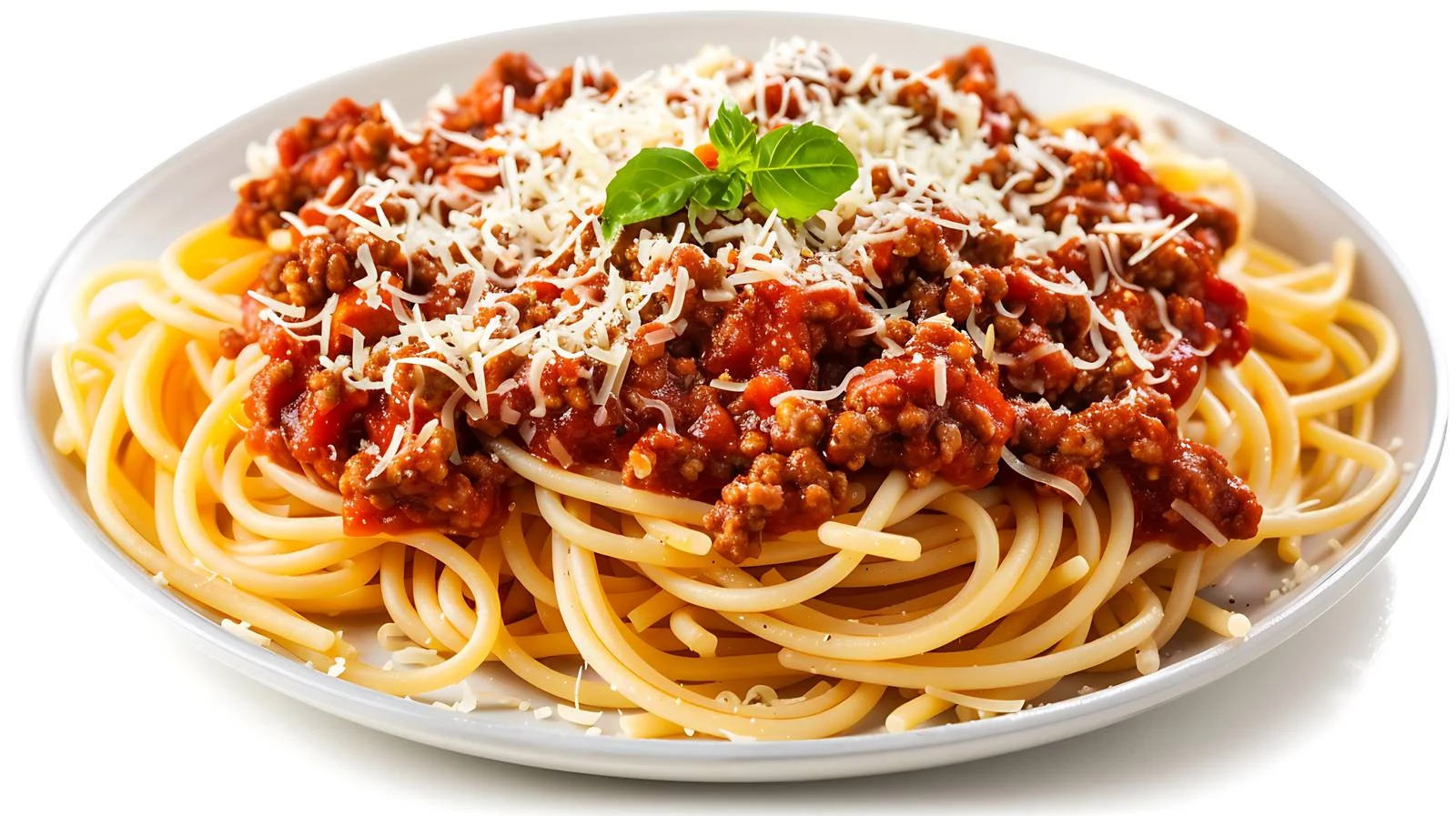 Delicious Homemade Spaghetti Bolognese on White Background — free download from Dotvec