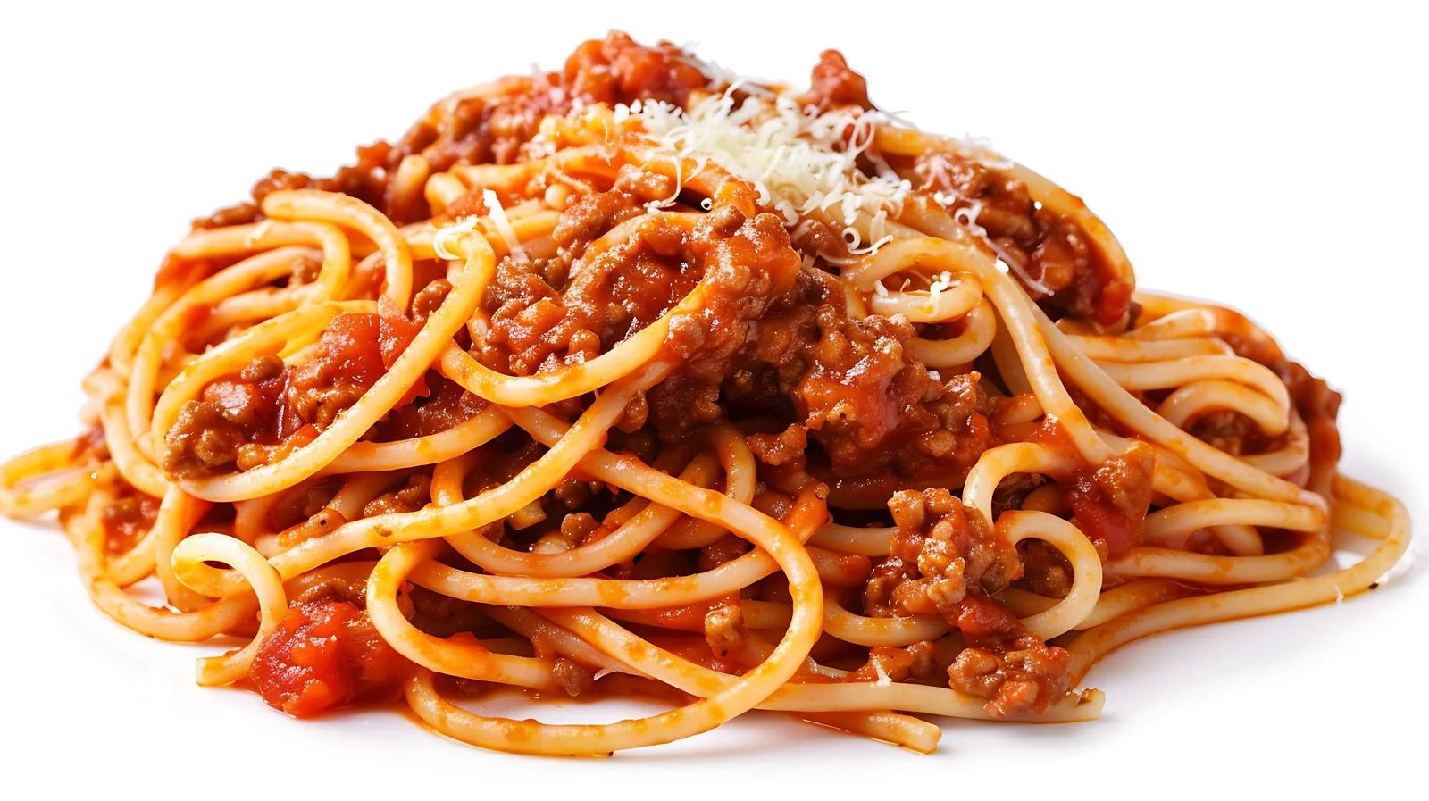 Delicious homemade spaghetti bolognese on white background — free download from Dotvec
