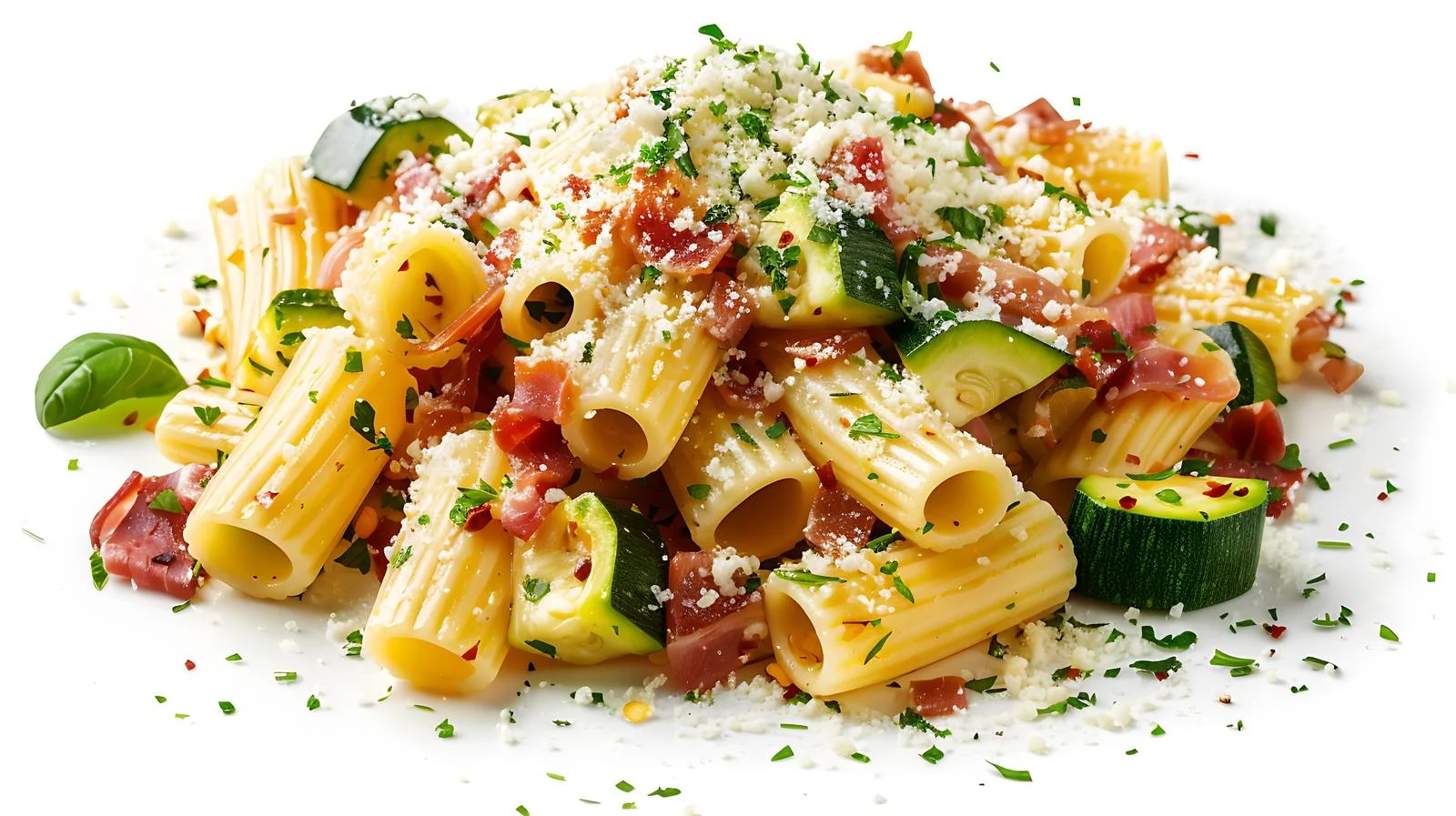 Savory Rigatoni with Zucchini and Prosciutto — free download from Dotvec