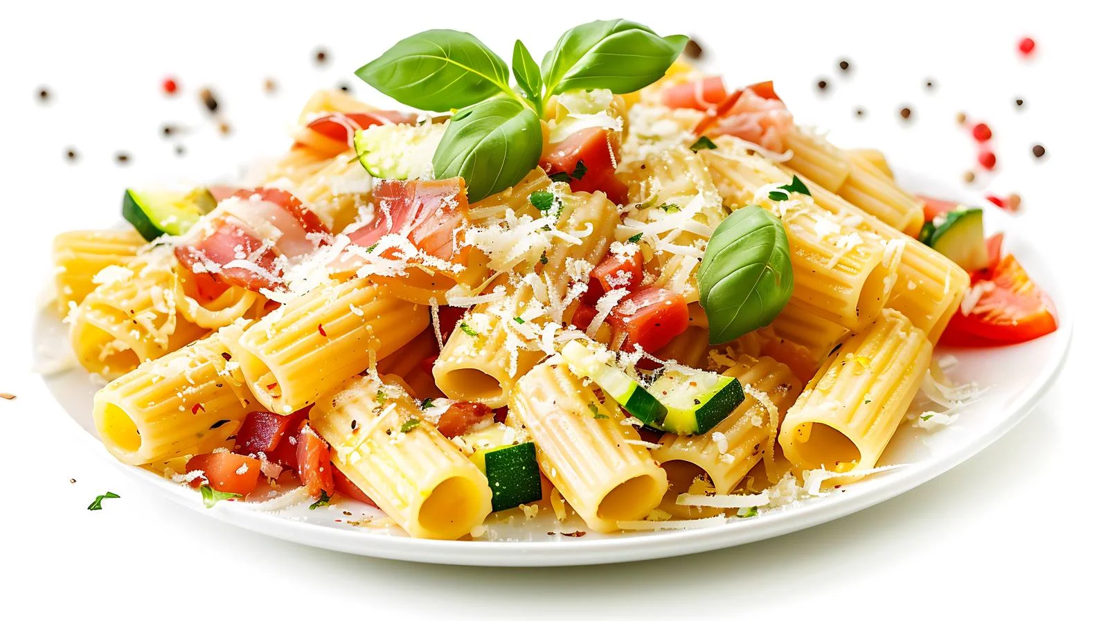 Savory Rigatoni Pasta Courgette Prosciutto — free download from Dotvec