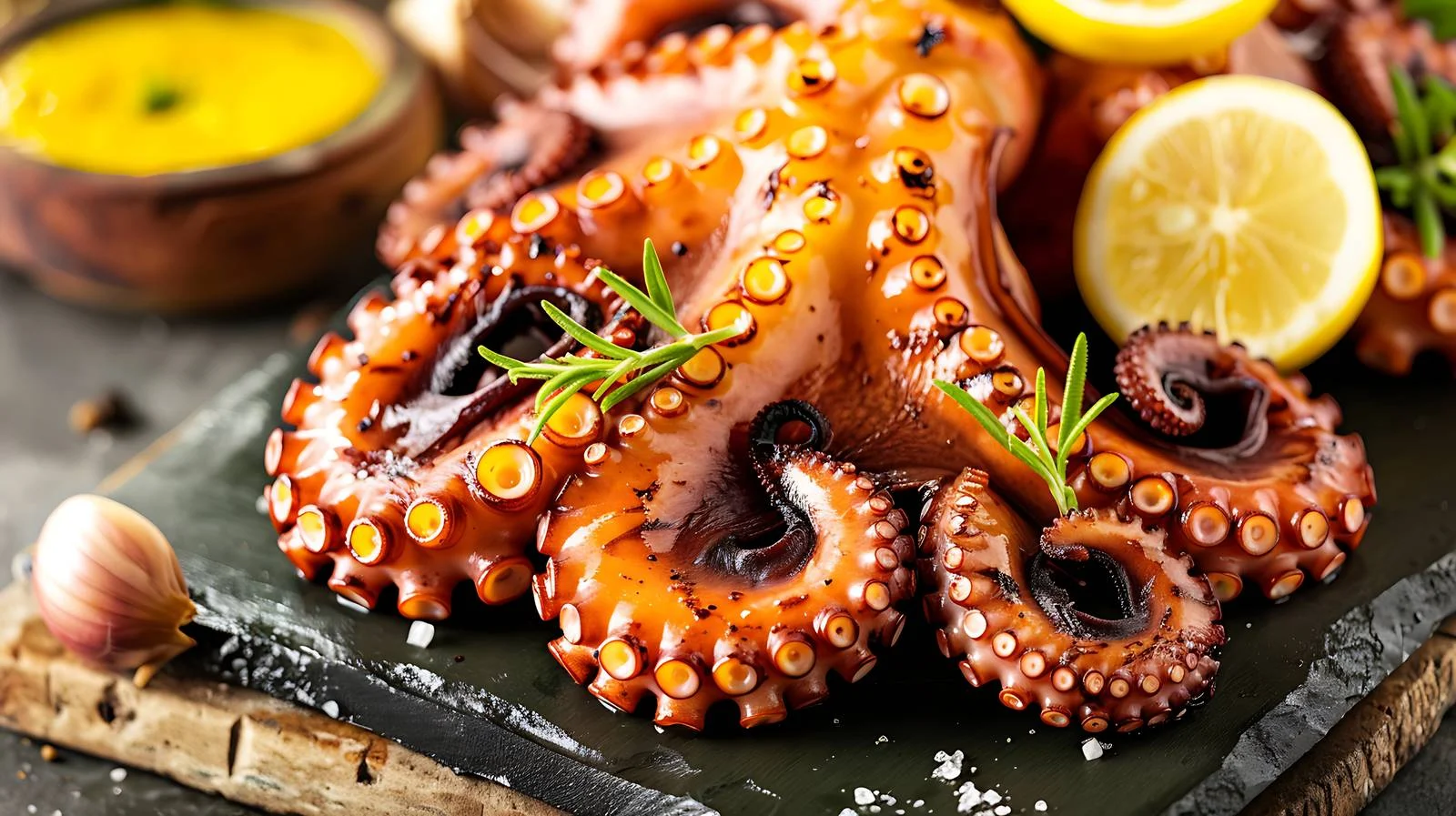 Grilled Octopus Seafood Background — free download from Dotvec
