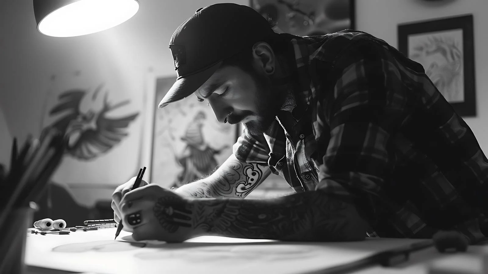 Tattoo Artist at Light Table Designing — free download from Dotvec