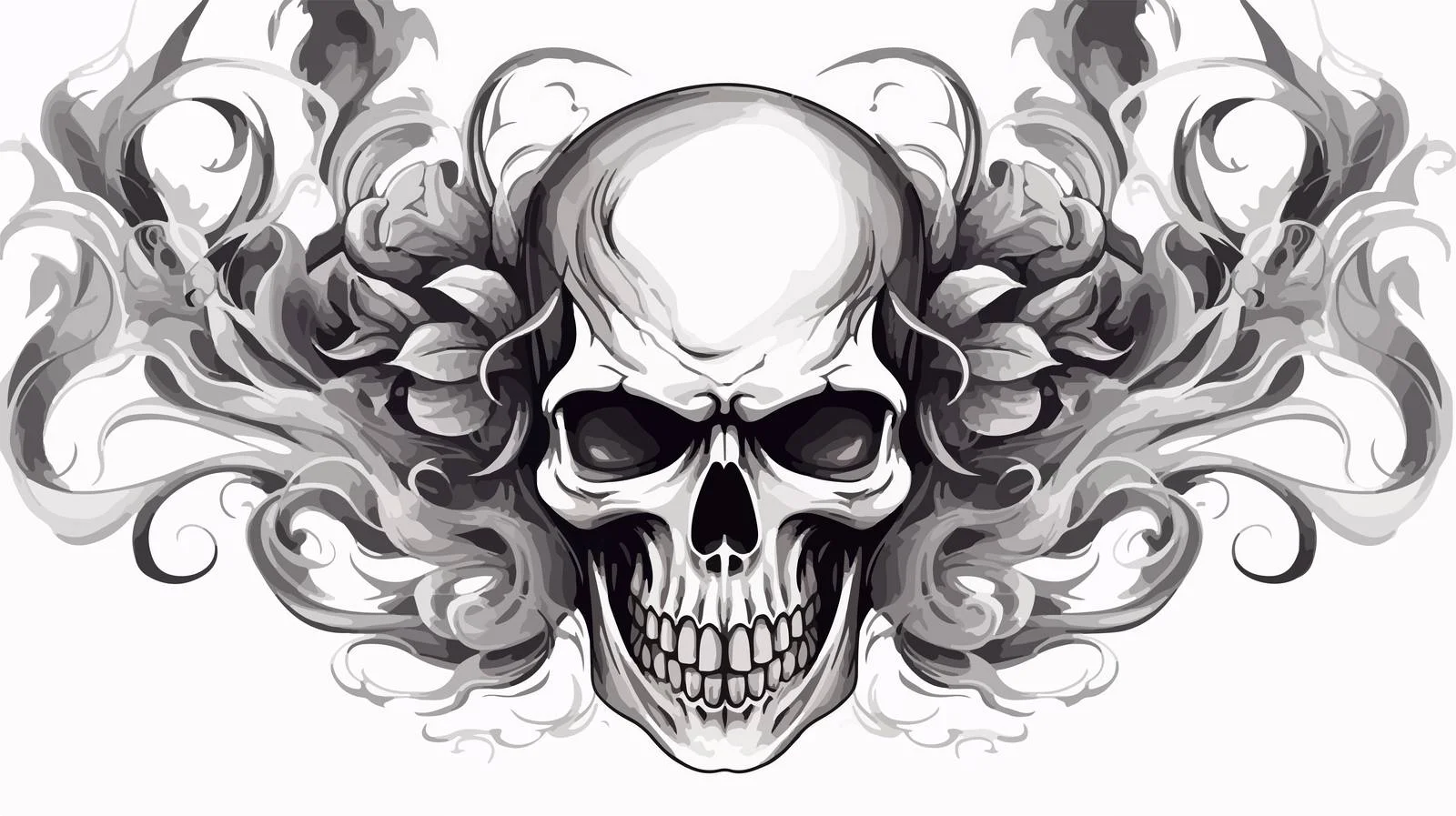 Skull Smoking Tattoo Flash Illustration — free download from Dotvec