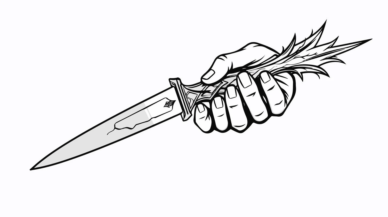 Dagger Tattoo Design in Line Style — free download from Dotvec