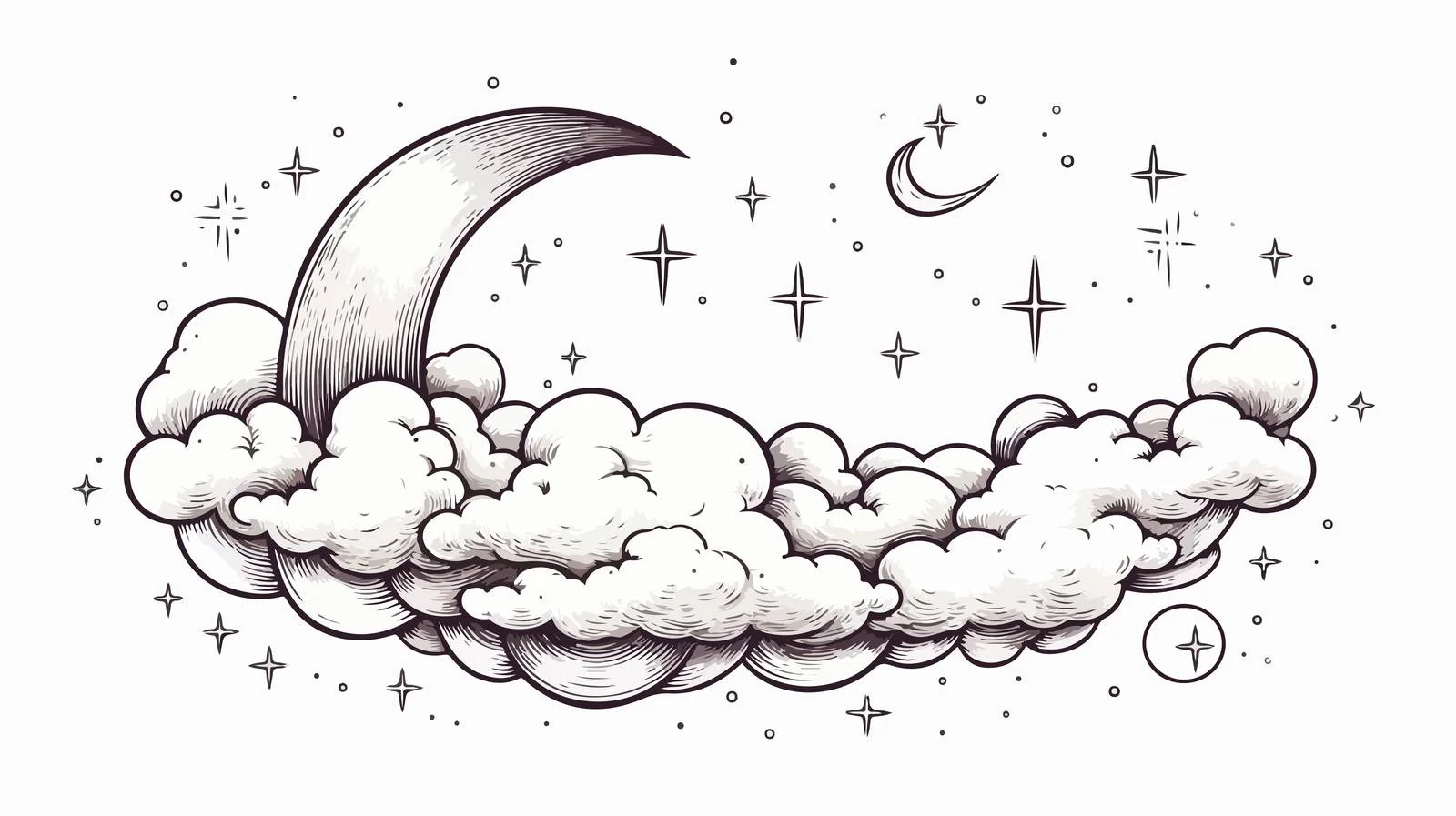 Skull Crescent Moon Tattoo Design — free download from Dotvec