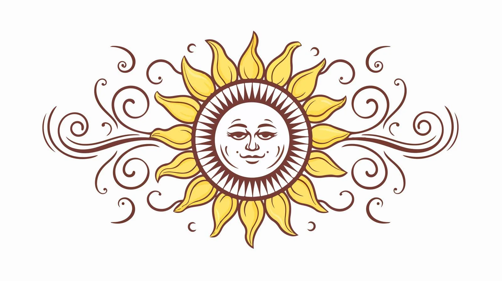 Sun Tattoo in Black Line Style — free download from Dotvec