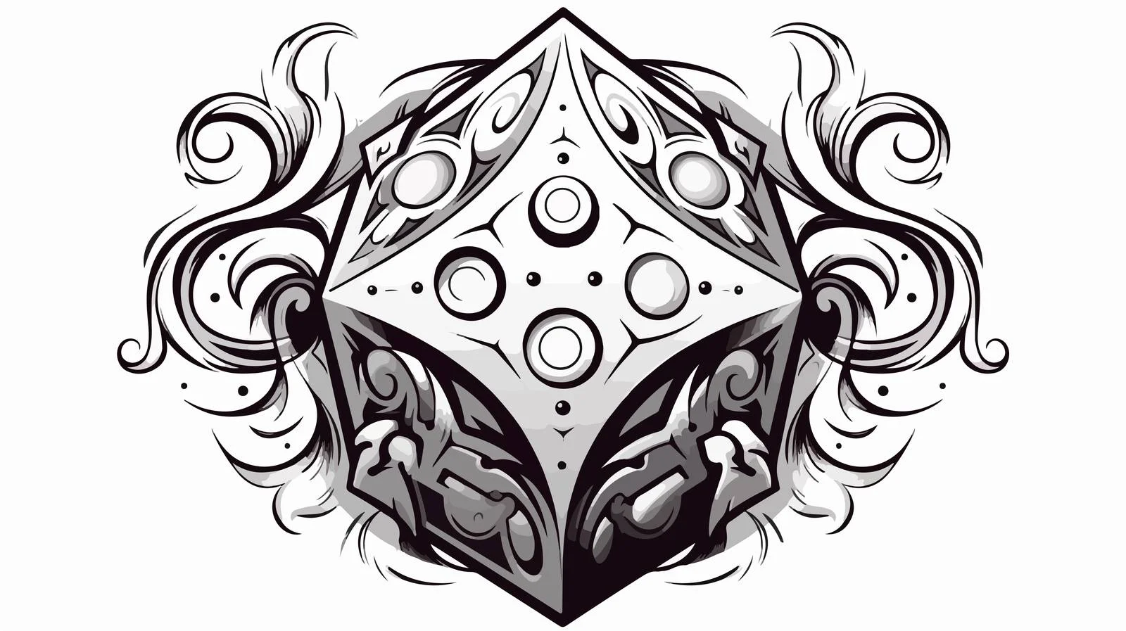 Traditional D20 Dice Tattoo Vector Illustration — free download from Dotvec