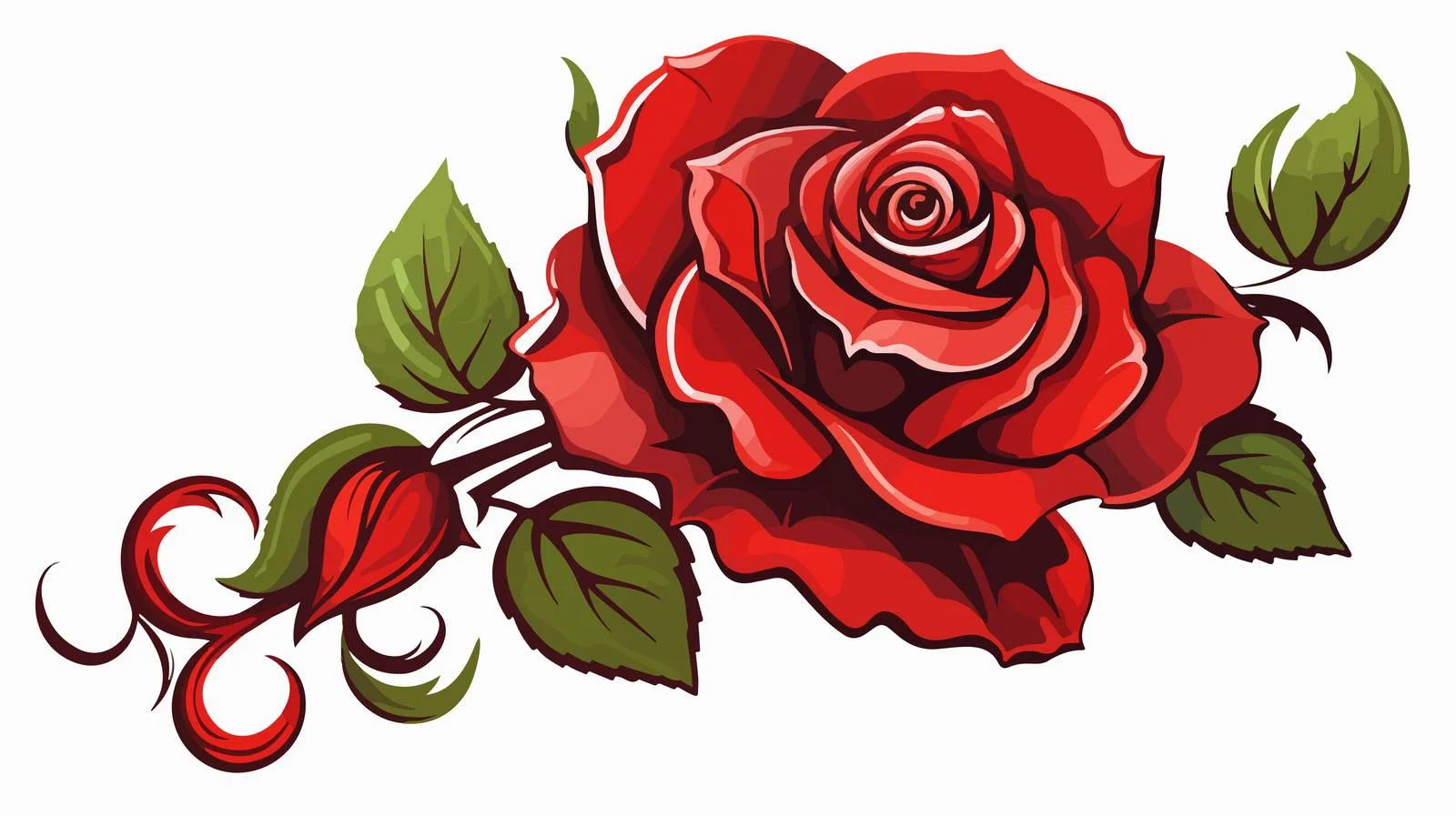 Traditional Rose Tattoo Illustration — free download from Dotvec