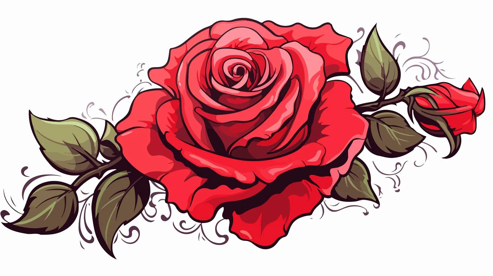 Traditional Rose Tattoo Illustration — free download from Dotvec