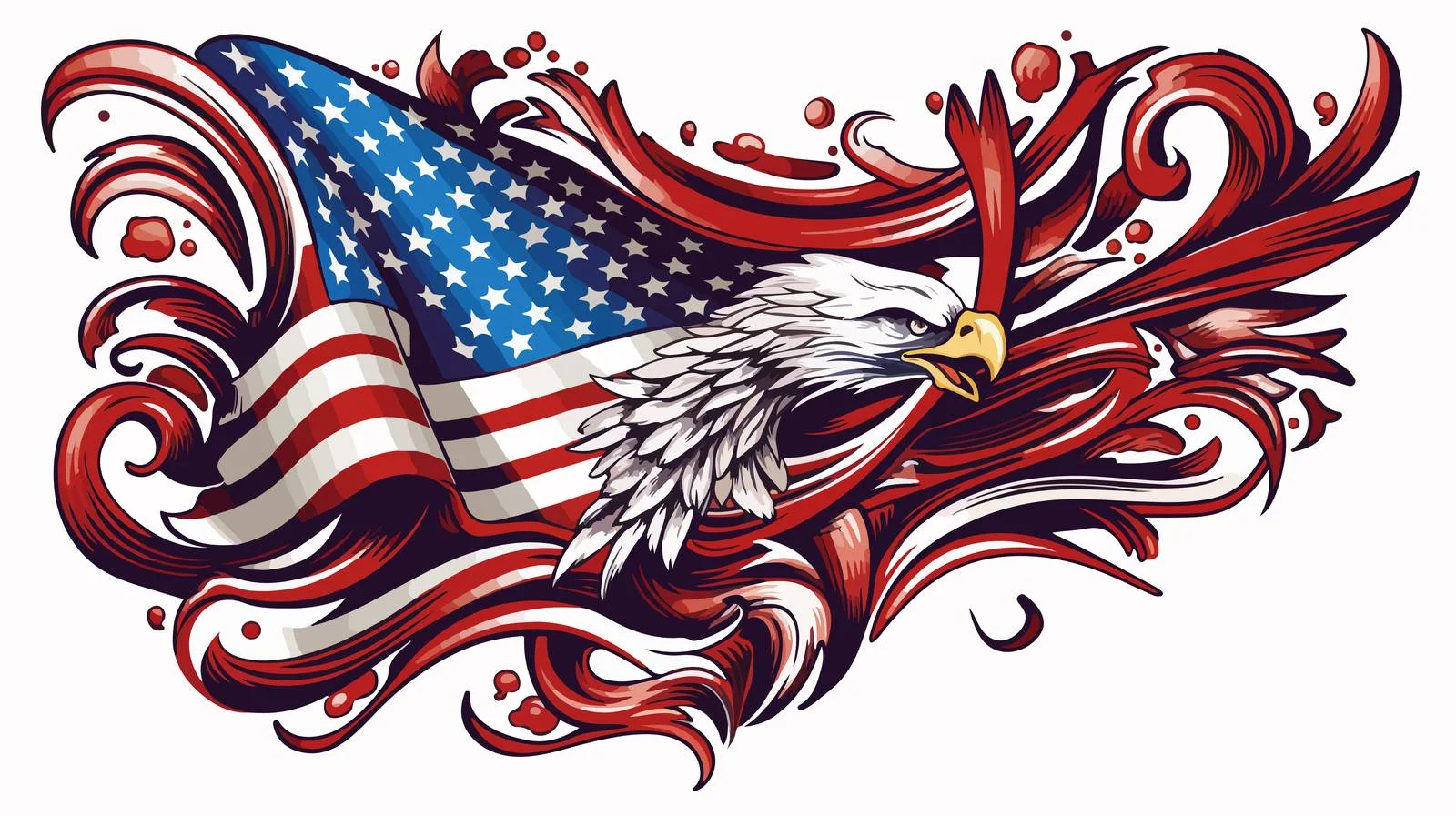 American Flag Traditional Tattoo Design — free download from Dotvec