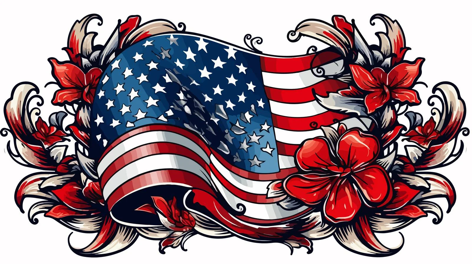 American Flag Traditional Style Tattoo — free download from Dotvec