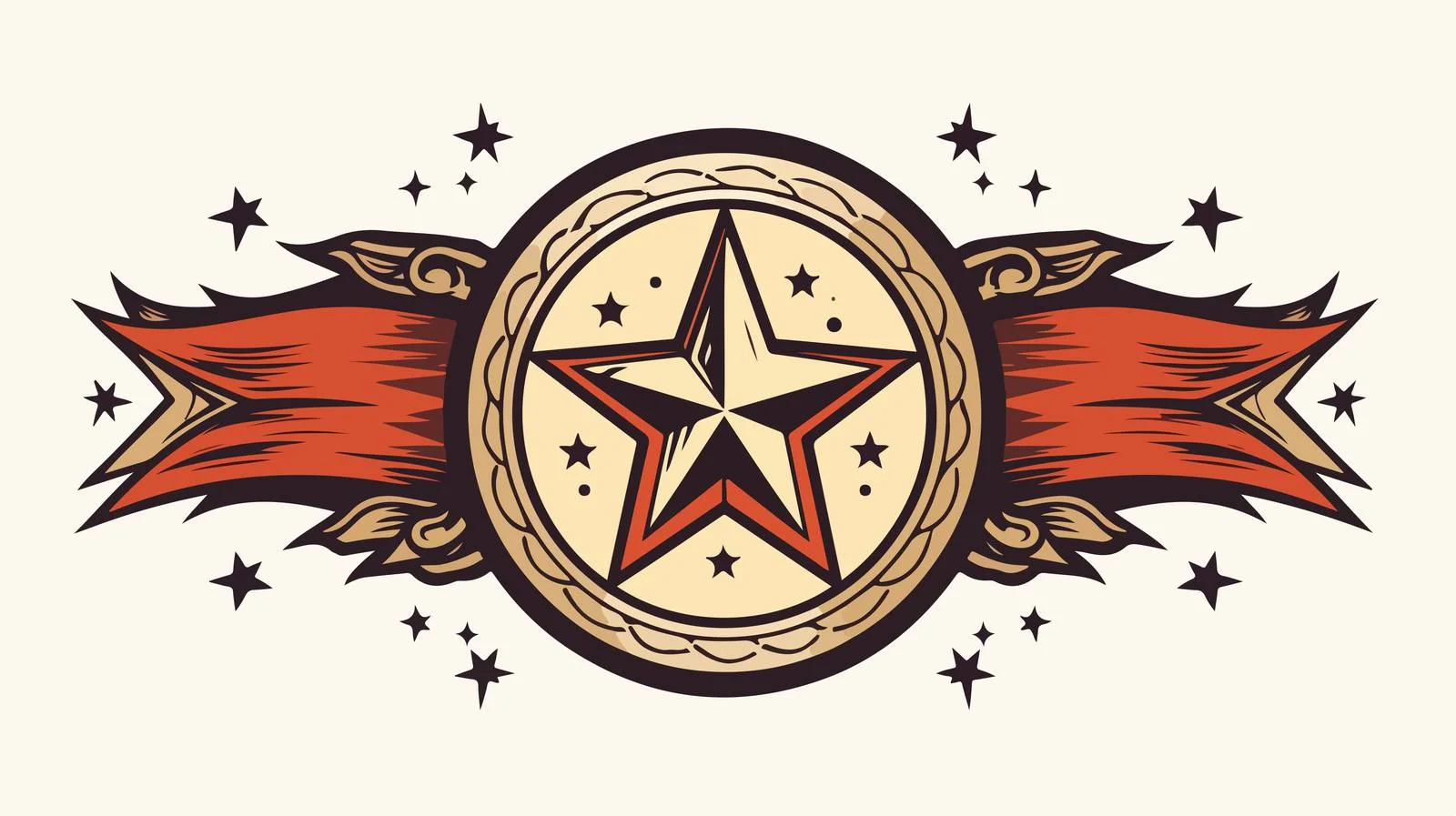 Tattoo Style Star Icon with Banner — free download from Dotvec