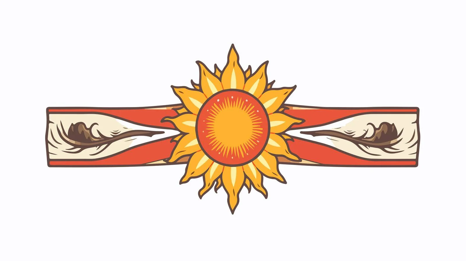 Tattoo Style Sun Icon with Banner — free download from Dotvec