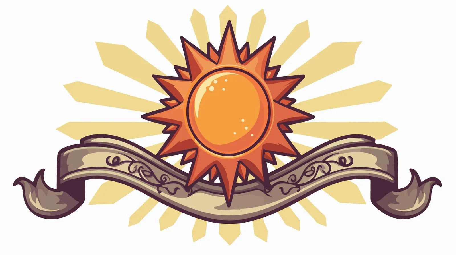 Tattoo Style Sun Icon with Banner