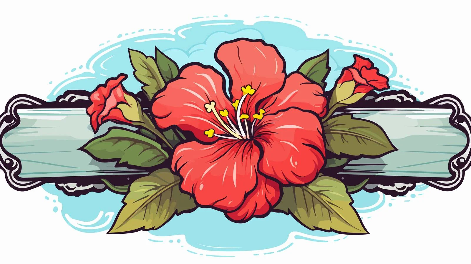 Flower Banner Tattoo Style Sticker — free download from Dotvec