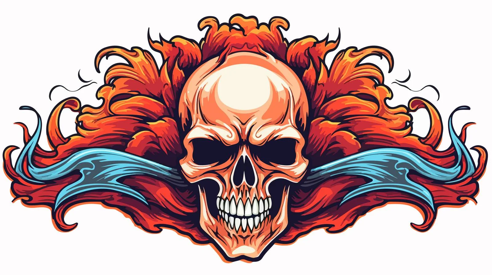 Skull Banner Tattoo Style Sticker — free download from Dotvec