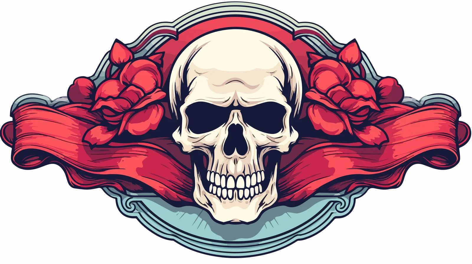 Skull Banner Tattoo Style Sticker — free download from Dotvec