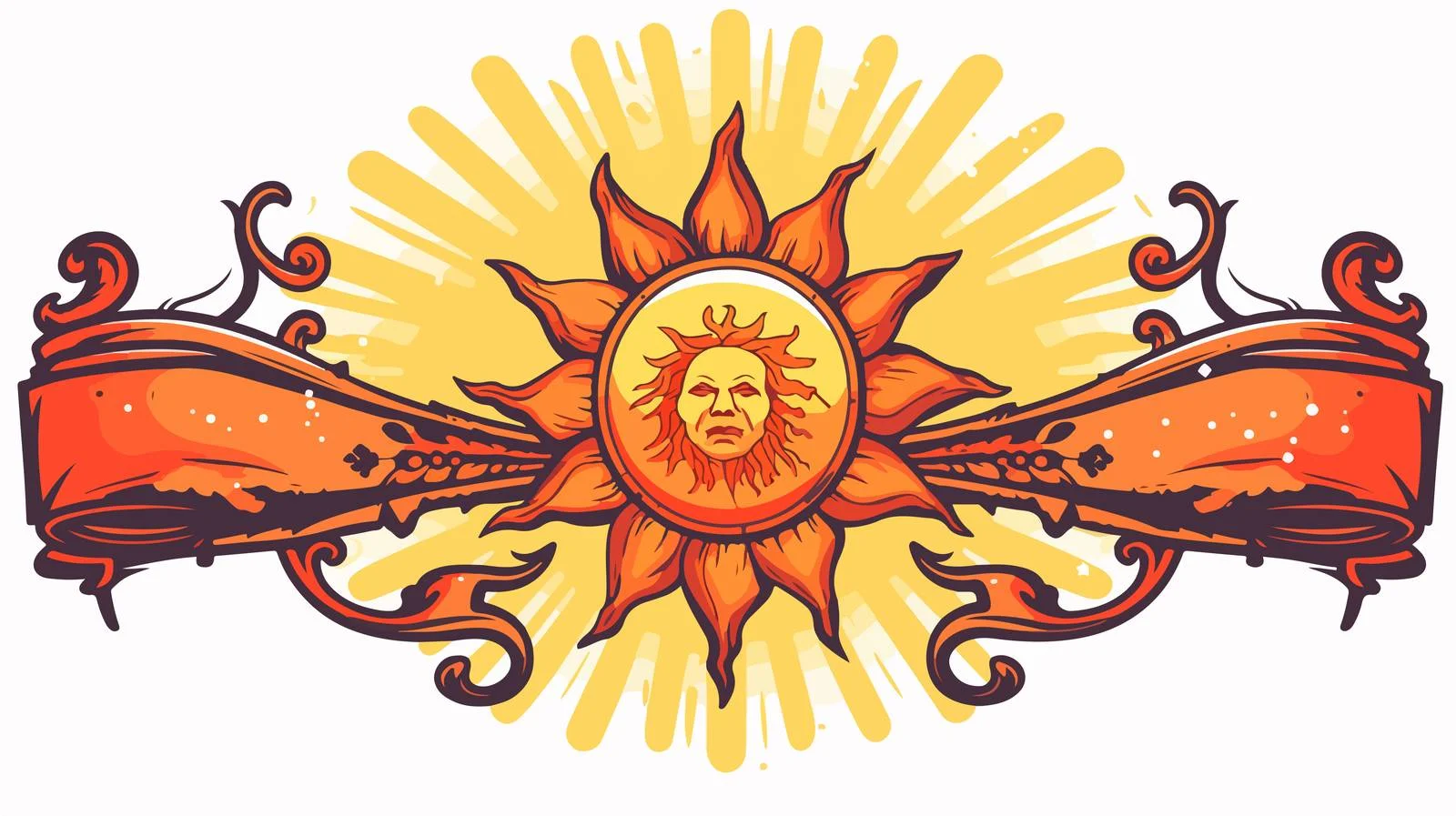 Sun Tattoo Style Sticker with Banner — free download from Dotvec