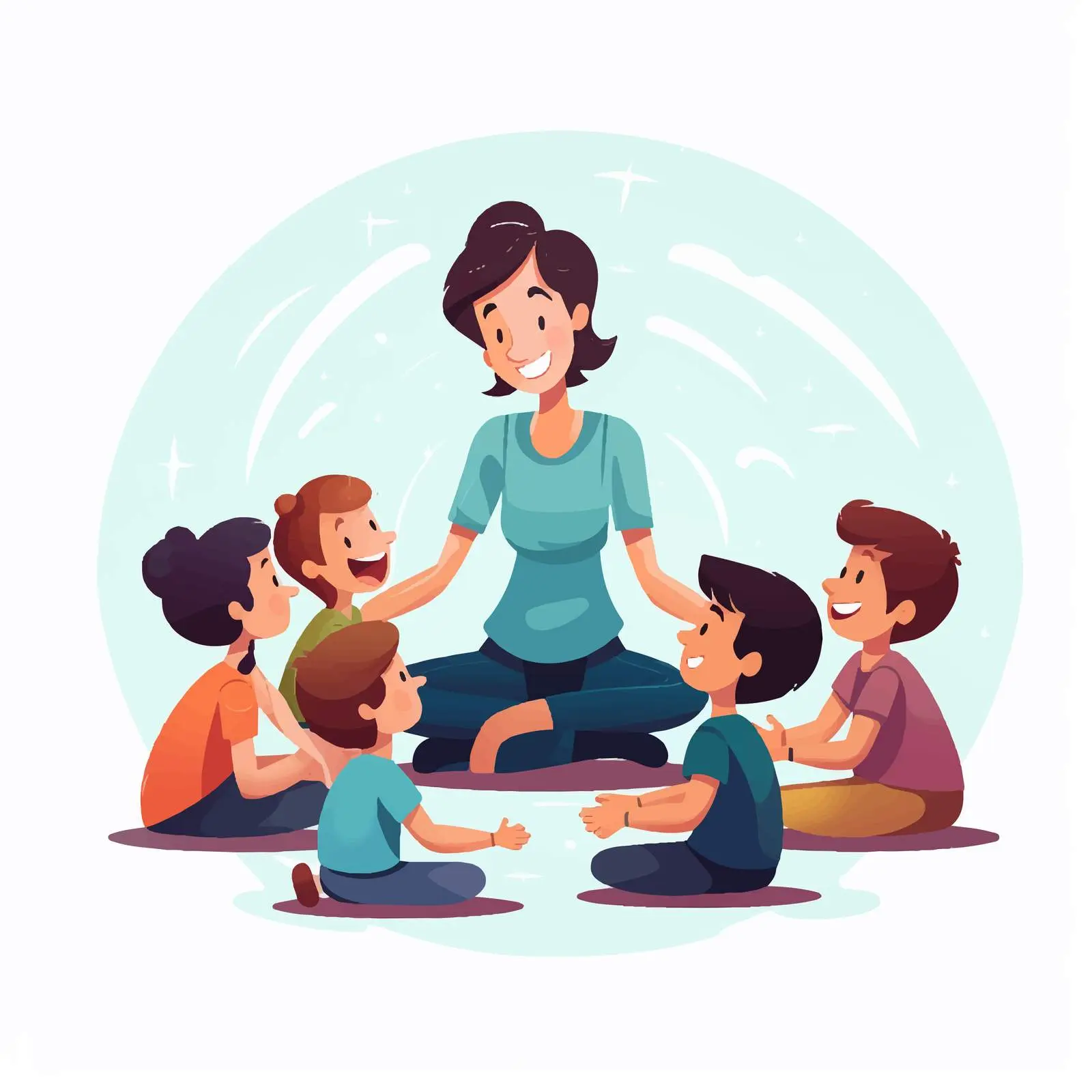 Teacher Teaching Children in Circle Setting — free download from Dotvec
