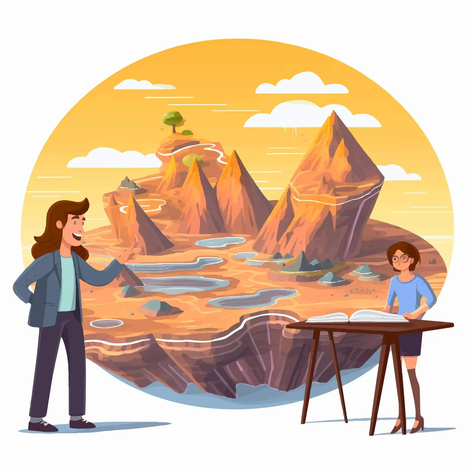 Teacher Explaining Lithosphere in Vector Illustration – free earth science image from Dotvec